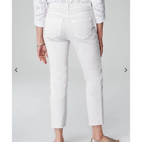 NWT J.Jill Denim High Rise Straight Leg Fringe Hem Crop White Sz 20 - Picture 3 of 13